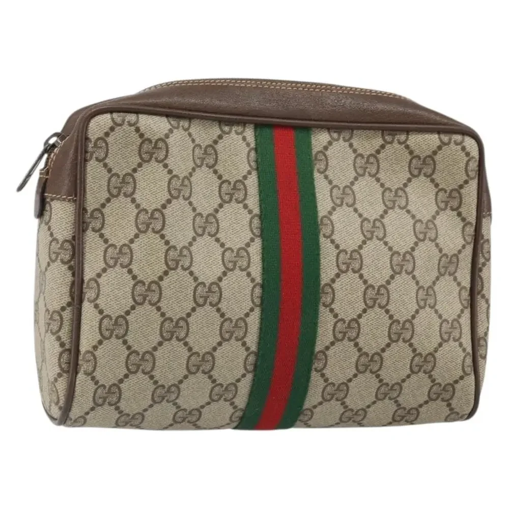 Gucci GG Supreme Web Clutch Bag Beige